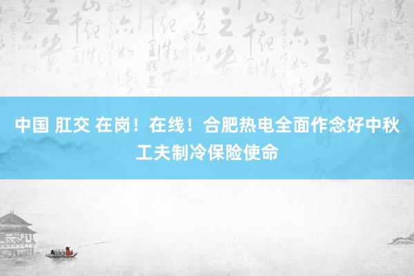 中国 肛交 在岗！在线！合肥热电全面作念好中秋工夫制冷保险使命