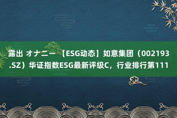 露出 オナニー 【ESG动态】如意集团（002193.SZ）华证指数ESG最新评级C，行业排行第111