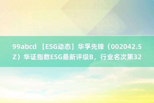 99abcd 【ESG动态】华孚先锋（002042.SZ）华证指数ESG最新评级B，行业名次第32