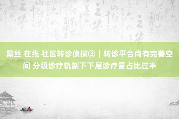 黑丝 在线 社区转诊侦探③｜转诊平台尚有完善空间 分级诊疗轨制下下层诊疗量占比过半