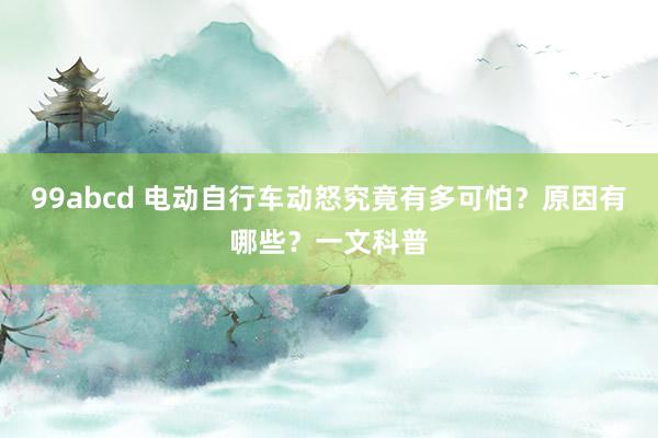 99abcd 电动自行车动怒究竟有多可怕？原因有哪些？一文科普