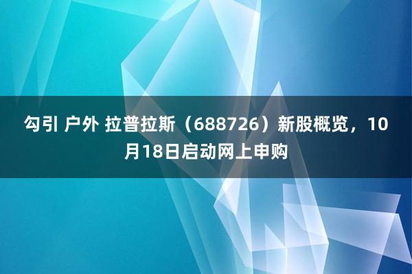 勾引 户外 拉普拉斯（688726）新股概览，10月18日启动网上申购