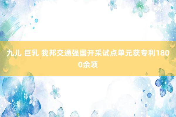 九儿 巨乳 我邦交通强国开采试点单元获专利1800余项