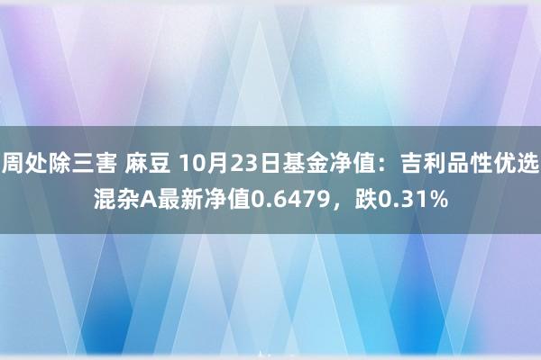 周处除三害 麻豆 10月23日基金净值：吉利品性优选混杂A最新净值0.6479，跌0.31%