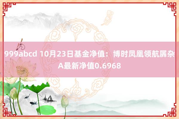 999abcd 10月23日基金净值：博时凤凰领航羼杂A最新净值0.6968