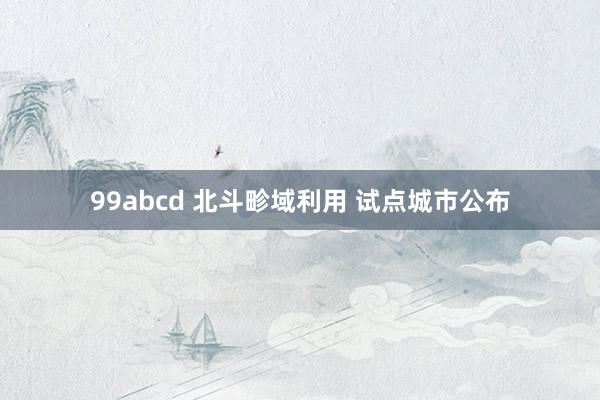 99abcd 北斗畛域利用 试点城市公布