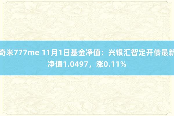 奇米777me 11月1日基金净值：兴银汇智定开债最新净值1.0497，涨0.11%