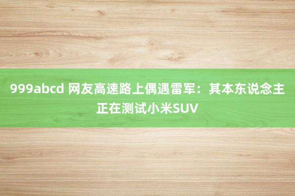 999abcd 网友高速路上偶遇雷军：其本东说念主正在测试小米SUV