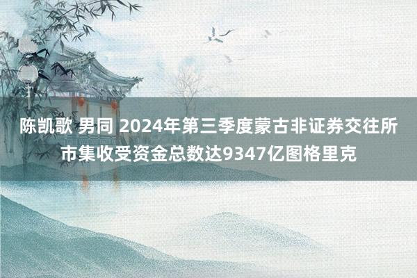 陈凯歌 男同 2024年第三季度蒙古非证券交往所市集收受资金总数达9347亿图格里克