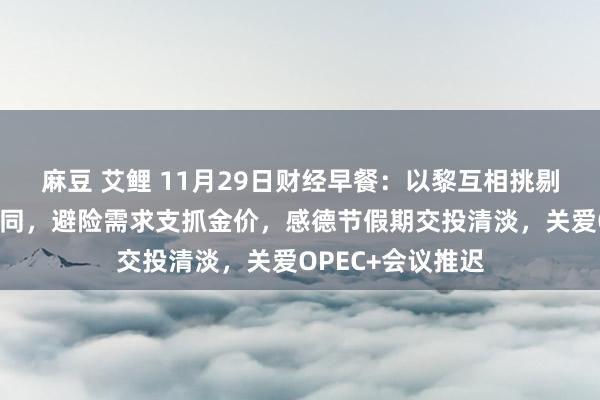 麻豆 艾鲤 11月29日财经早餐：以黎互相挑剔对方违抗停战合同，避险需求支抓金价，感德节假期交投清淡，关爱OPEC+会议推迟