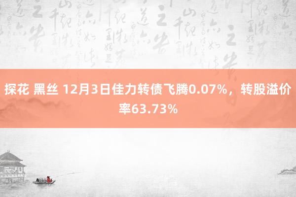 探花 黑丝 12月3日佳力转债飞腾0.07%，转股溢价率63.73%