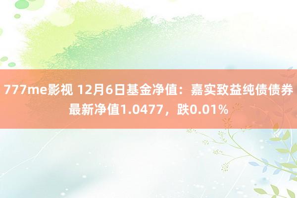 777me影视 12月6日基金净值：嘉实致益纯债债券最新净值1.0477，跌0.01%