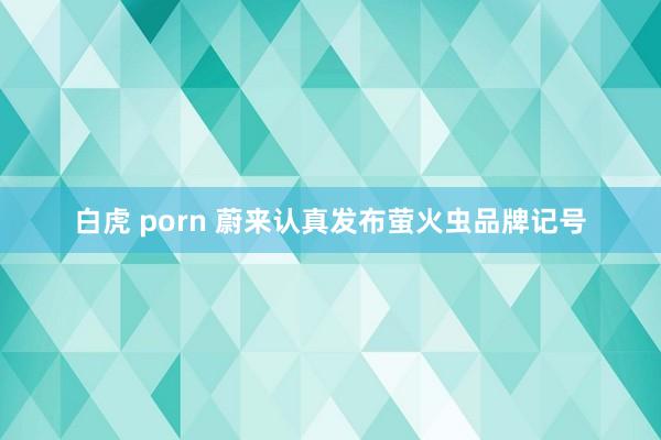 白虎 porn 蔚来认真发布萤火虫品牌记号