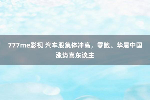 777me影视 汽车股集体冲高，零跑、华晨中国涨势喜东谈主