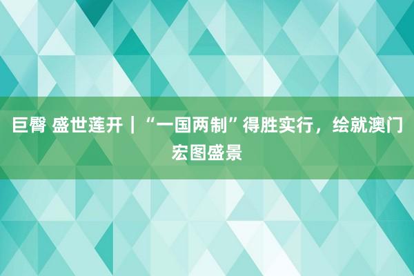 巨臀 盛世莲开｜“一国两制”得胜实行，绘就澳门宏图盛景