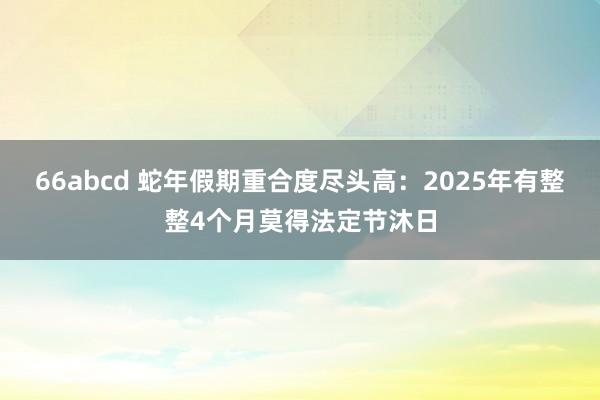 66abcd 蛇年假期重合度尽头高：2025年有整整4个月莫得法定节沐日