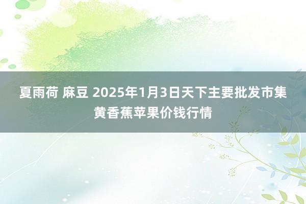 夏雨荷 麻豆 2025年1月3日天下主要批发市集黄香蕉苹果价钱行情