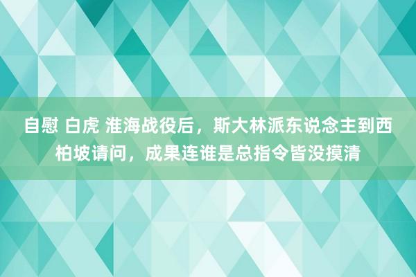 自慰 白虎 淮海战役后，斯大林派东说念主到西柏坡请问，成果连谁是总指令皆没摸清