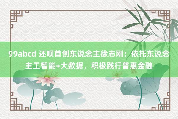 99abcd 还呗首创东说念主徐志刚：依托东说念主工智能+大数据，积极践行普惠金融