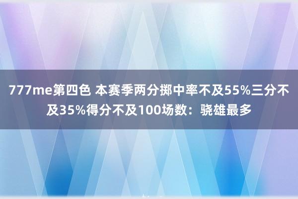 777me第四色 本赛季两分掷中率不及55%三分不及35%得分不及100场数：骁雄最多