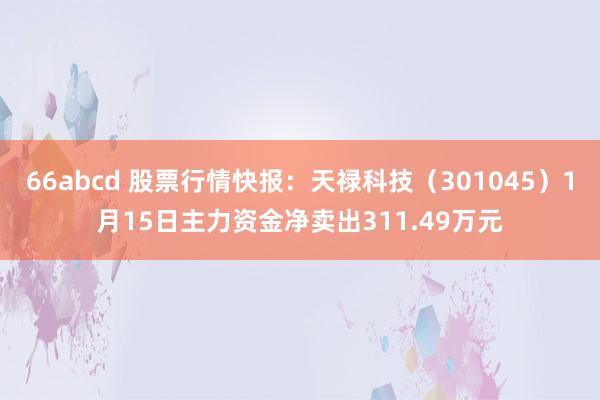 66abcd 股票行情快报：天禄科技（301045）1月15日主力资金净卖出311.49万元