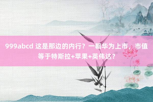 999abcd 这是那边的内行？一朝华为上市，市值等于特斯拉+苹果+英伟达？